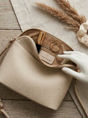 Nanette Lepore Cream Pebbled Vegan Leather Crossbody Bag NWOT